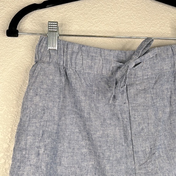 Uniqlo Blue Linen Cotton Blend Front Tie Elastic Waist Shorts Size XS - Picture 2 of 5